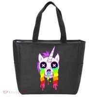 Unicorn Skull Rainbow Tote Bag thumb 0