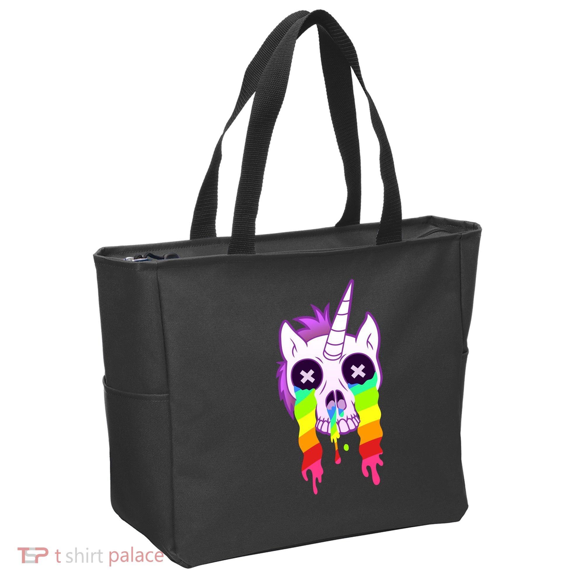 Unicorn Skull Rainbow Tote Bag