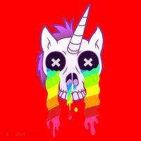Unicorn Skull Rainbow Santa Hat thumb 1