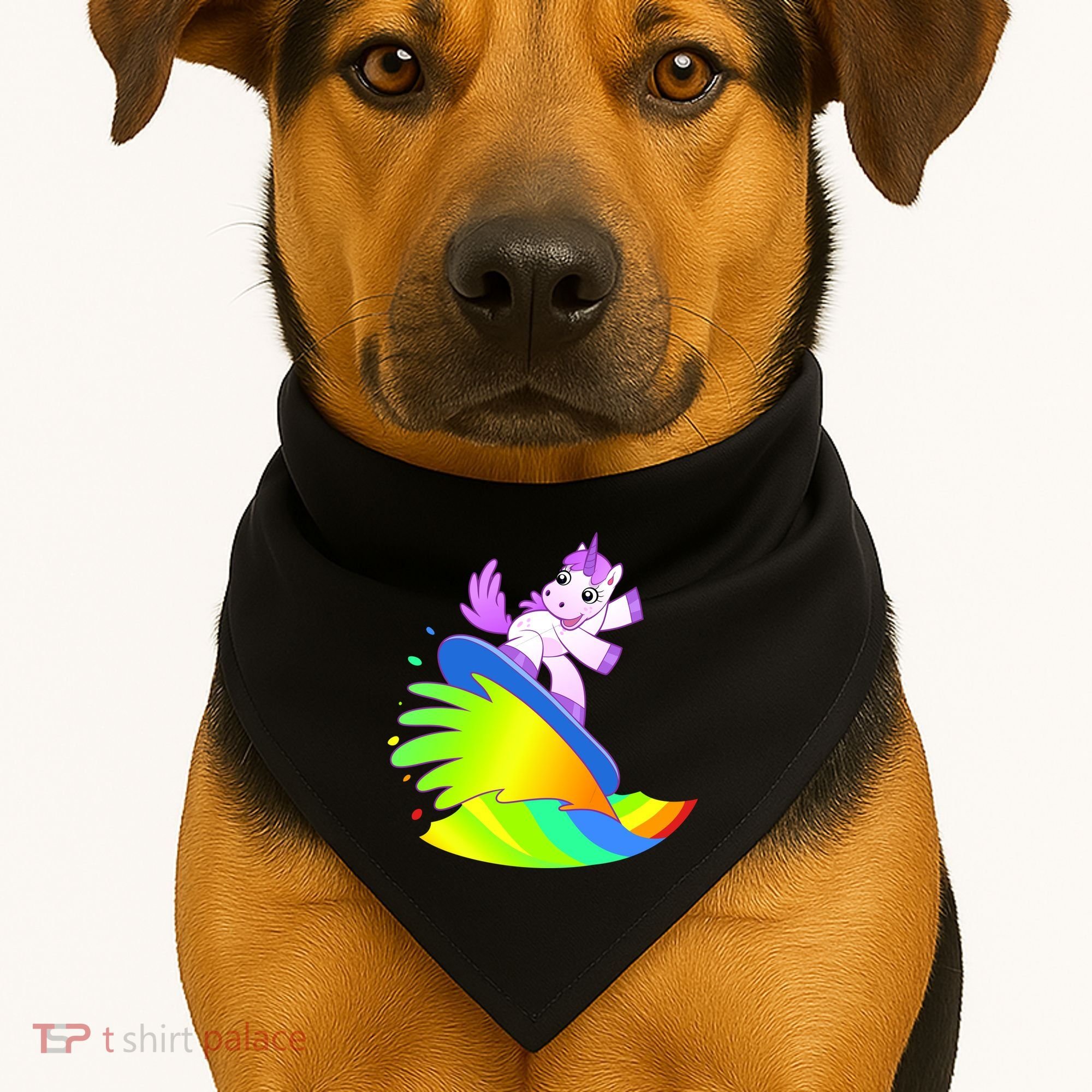 Unicorn Surfing On the Rainbow USA-Made Doggie Bandana