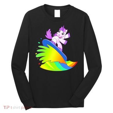 Unicorn Surfing On the Rainbow Long Sleeve Shirt