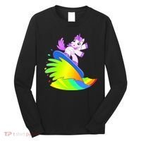 Unicorn Surfing On the Rainbow Long Sleeve Shirt thumb 0