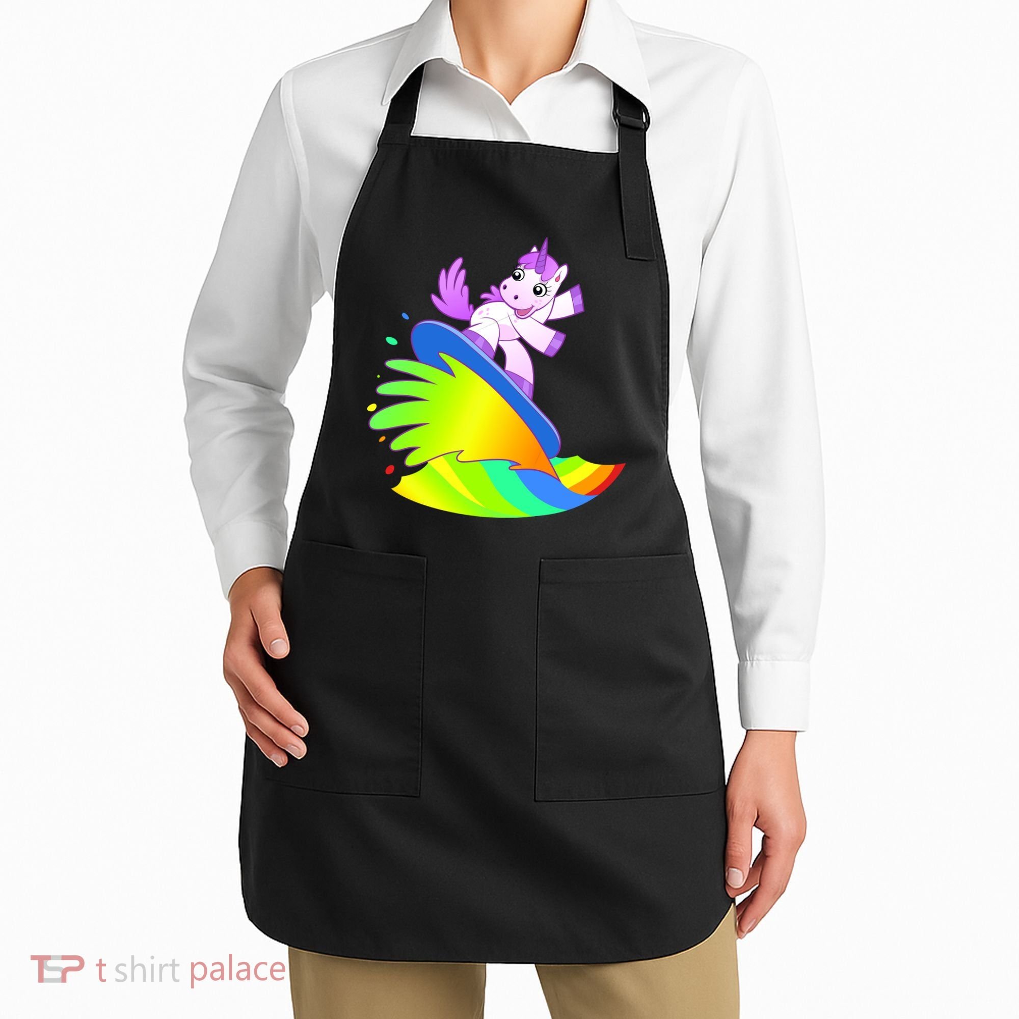 Unicorn Surfing On the Rainbow Apron