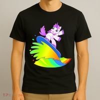 Unicorn Surfing On the Rainbow T-Shirt thumb 3