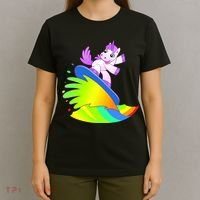 Unicorn Surfing On the Rainbow T-Shirt thumb 4