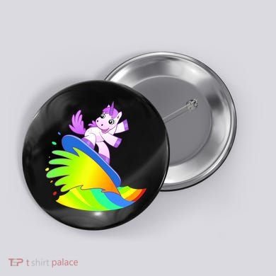 Unicorn Surfing On the Rainbow Button