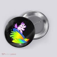Unicorn Surfing On the Rainbow Button thumb 0