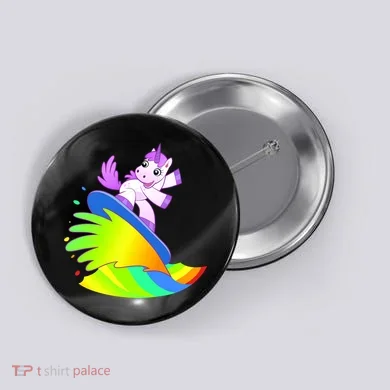 Unicorn Surfing On the Rainbow Button