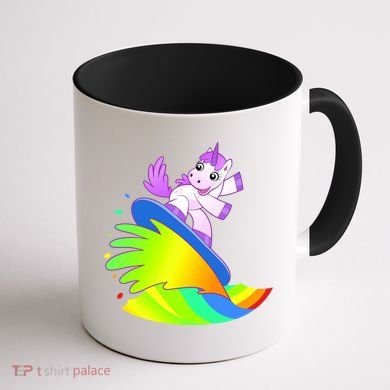 Unicorn Surfing On the Rainbow Coffee Mug back