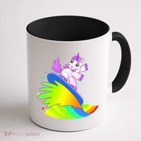 Unicorn Surfing On the Rainbow Coffee Mug thumb 1