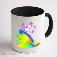 Unicorn Surfing On the Rainbow Coffee Mug thumb 1