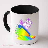 Unicorn Surfing On the Rainbow Coffee Mug thumb 0