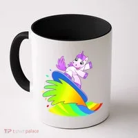Unicorn Surfing On the Rainbow Coffee Mug thumb 0