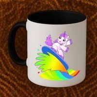 Unicorn Surfing On the Rainbow Coffee Mug thumb 2