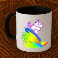 Unicorn Surfing On the Rainbow Coffee Mug thumb 2