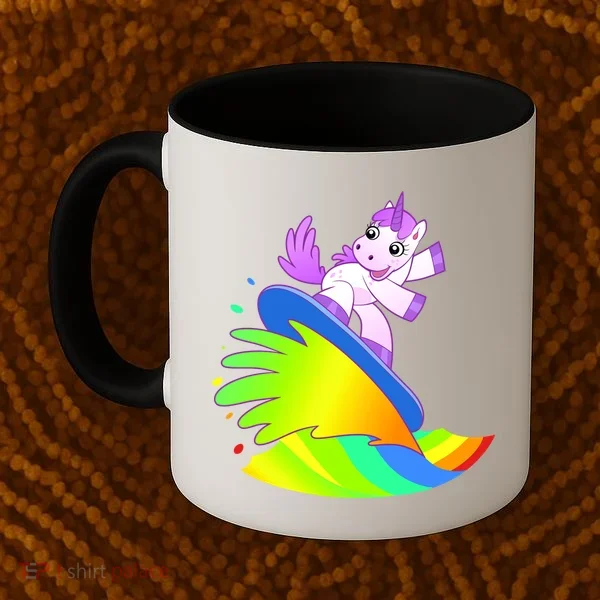 Unicorn Surfing On the Rainbow Coffee Mug