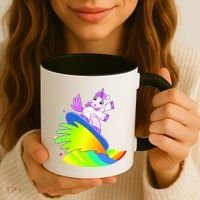 Unicorn Surfing On the Rainbow Coffee Mug thumb 3
