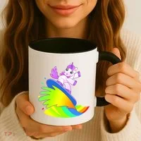 Unicorn Surfing On the Rainbow Coffee Mug thumb 3
