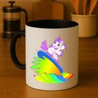 Unicorn Surfing On the Rainbow Coffee Mug thumb 4