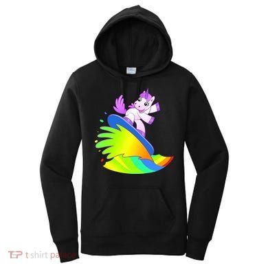 Unicorn Surfing On the Rainbow Women's Hoodie