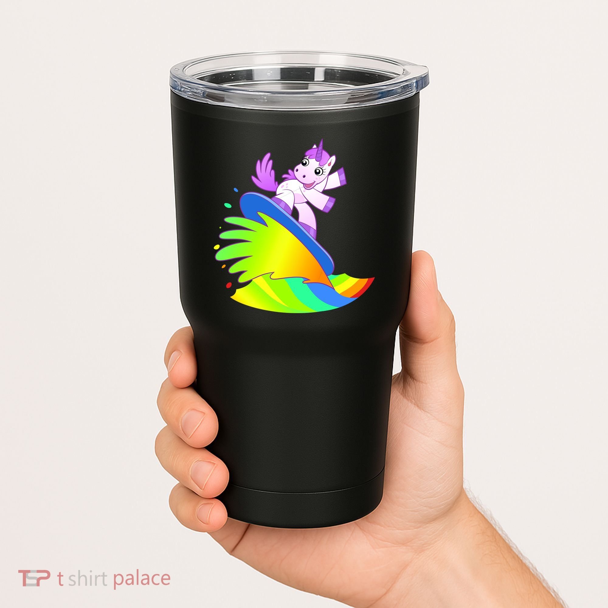 Unicorn Surfing On the Rainbow Tumbler