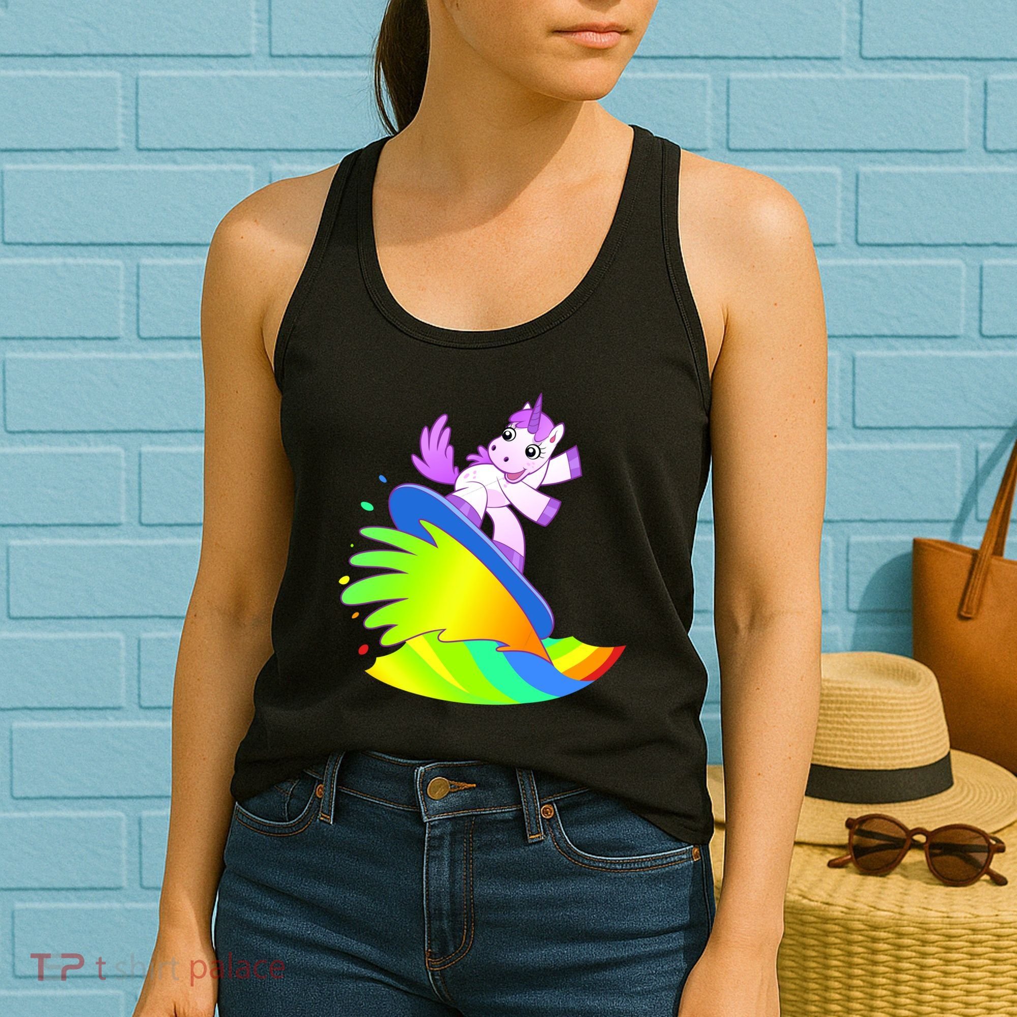 Unicorn Surfing On the Rainbow Women's Tank Top