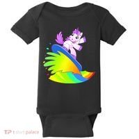 Unicorn Surfing On the Rainbow Baby Bodysuit thumb 0