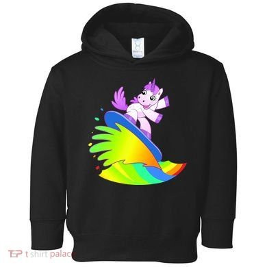 Unicorn Surfing On the Rainbow Toddler Hoodie