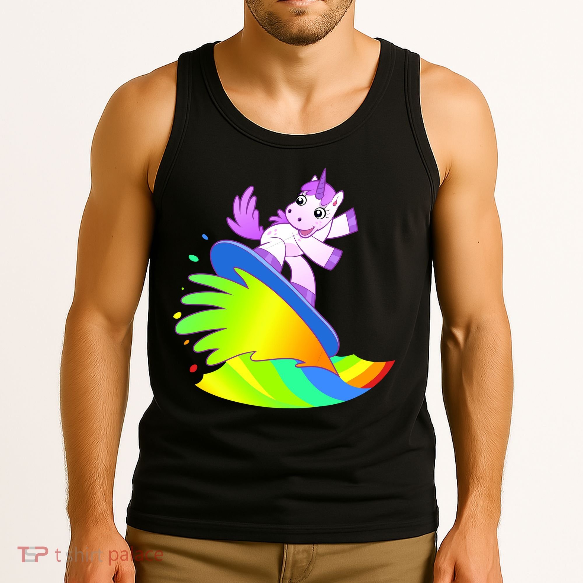 Unicorn Surfing On the Rainbow Tank Top