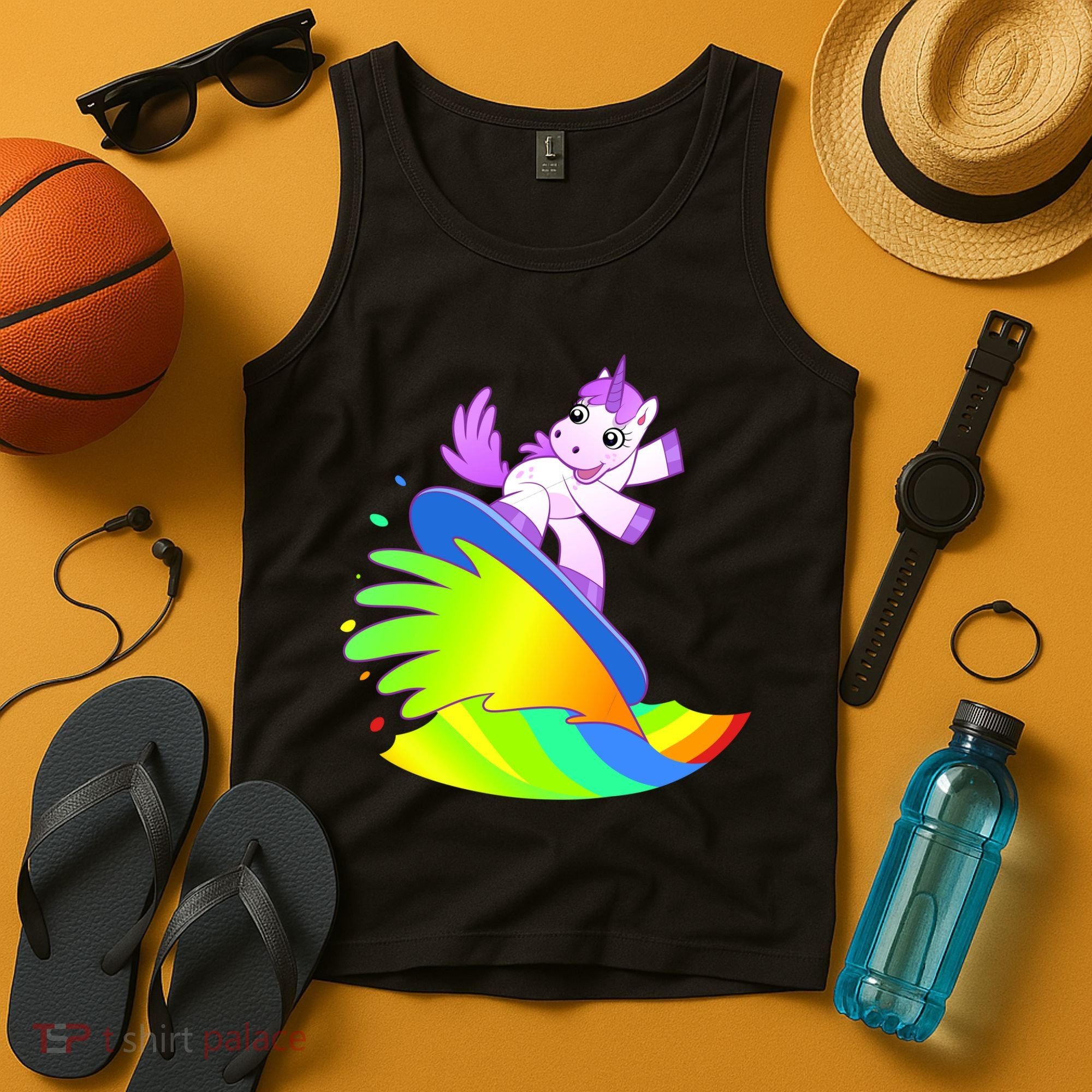 Unicorn Surfing On the Rainbow Tank Top