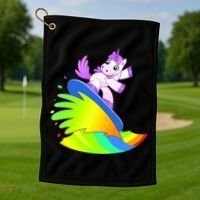 Unicorn Surfing On the Rainbow Golf Towel thumb 1