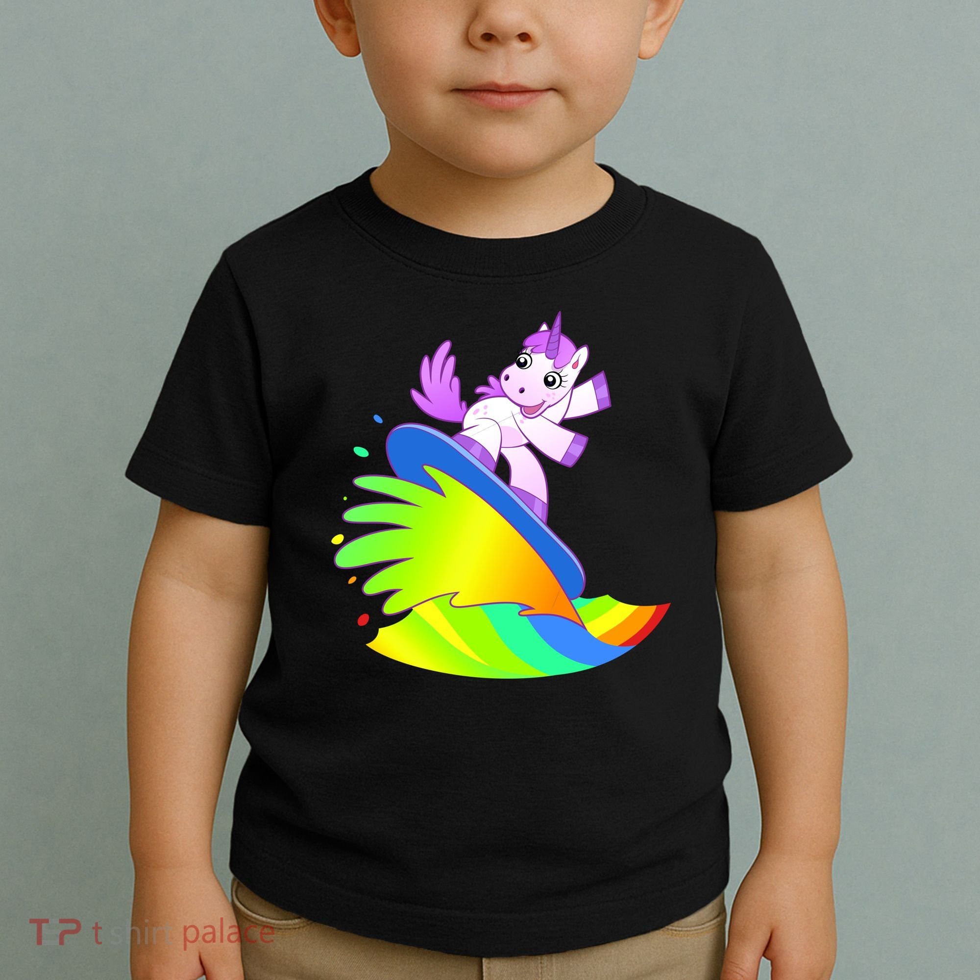 Unicorn Surfing On the Rainbow Toddler T-Shirt