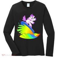 Unicorn Surfing On the Rainbow Women's Long Sleeve Shirt thumb 0