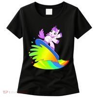 Unicorn Surfing On the Rainbow Women's T-Shirt thumb 0