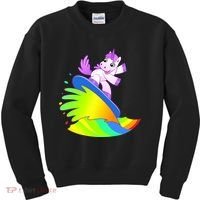 Unicorn Surfing On the Rainbow Kids Sweatshirt thumb 0
