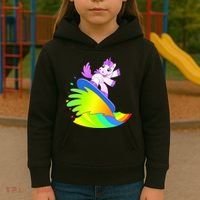 Unicorn Surfing On the Rainbow Kids Hoodie thumb 3