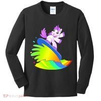 Unicorn Surfing On the Rainbow Kids Long Sleeve Shirt thumb 0