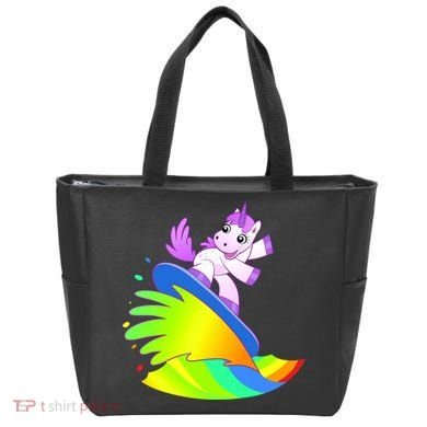 Unicorn Surfing On the Rainbow Tote Bag