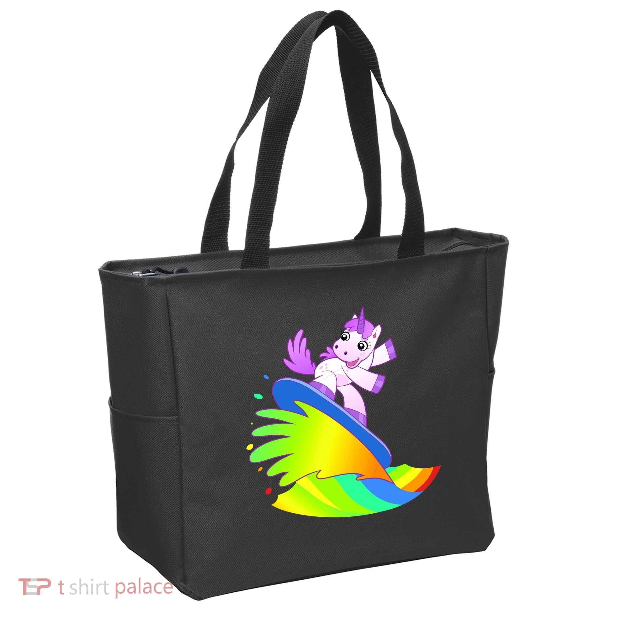 Unicorn Surfing On the Rainbow Tote Bag