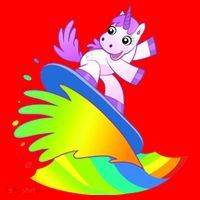 Unicorn Surfing On the Rainbow Santa Hat thumb 1