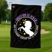 Unicorn Teacher Just A Regular Teacher But So Much Cooler Golf Towel thumb 1