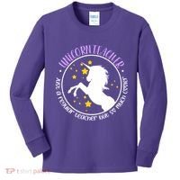 Unicorn Teacher Just A Regular Teacher But So Much Cooler Kids Long Sleeve Shirt thumb 0