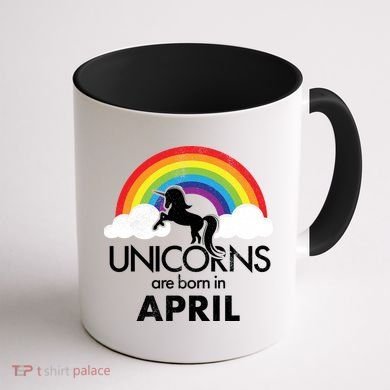Unicorns Are Born In April Coffee Mug back
