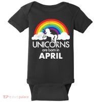 Unicorns Are Born in April Baby Bodysuit thumb 0