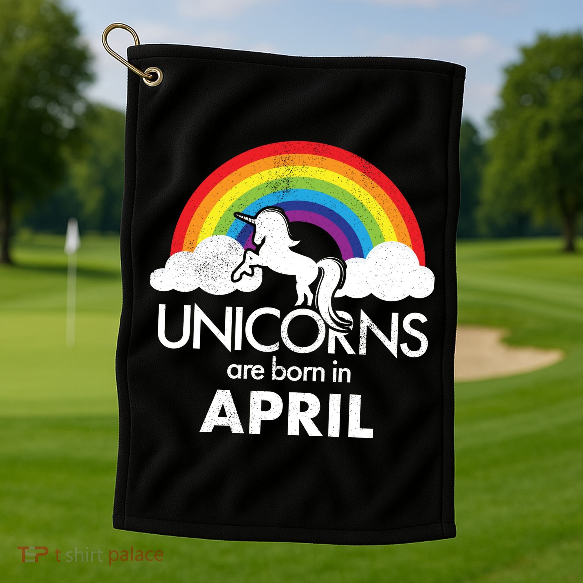 Unicorns Are Born in April Golf Towel