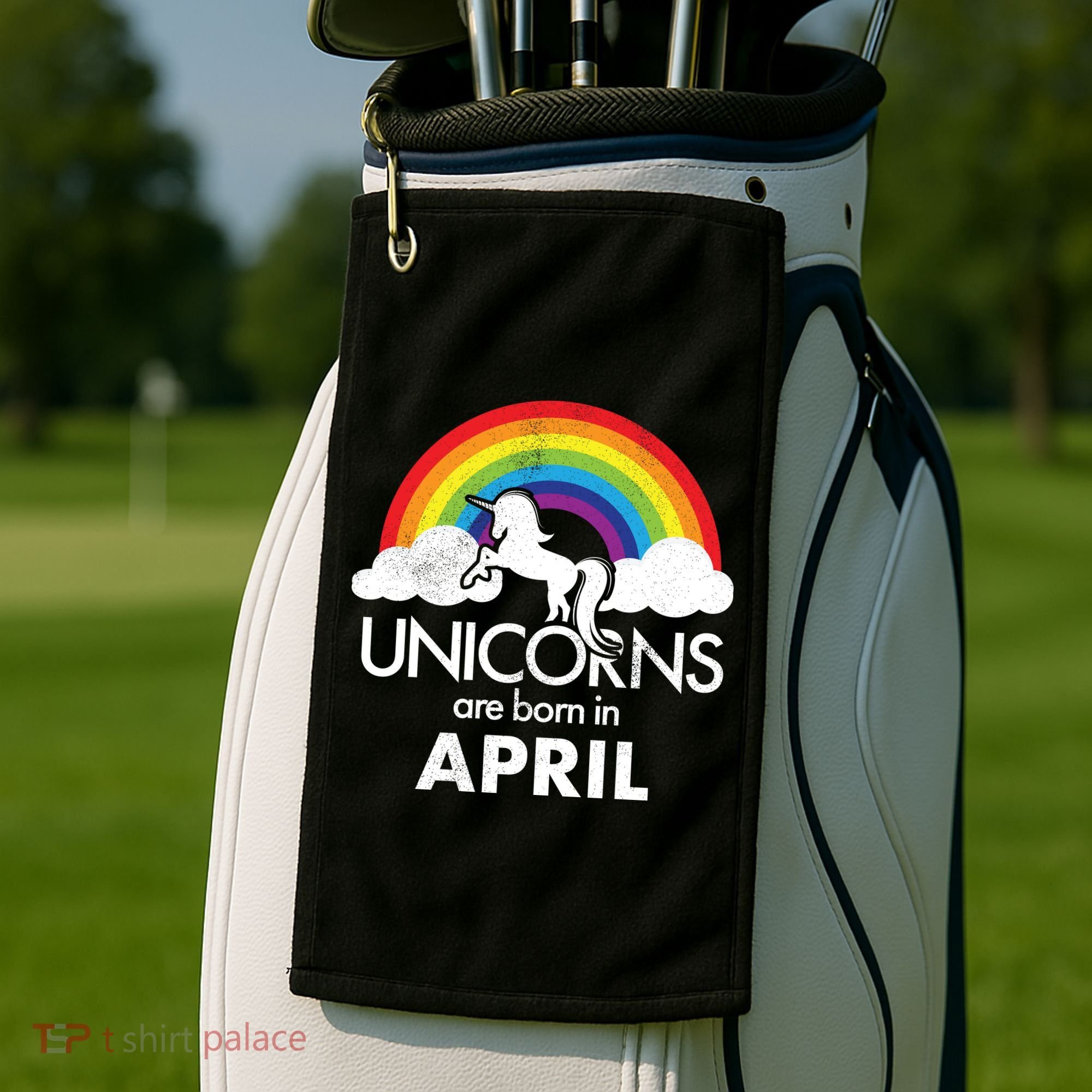 Unicorns Are Born in April Golf Towel