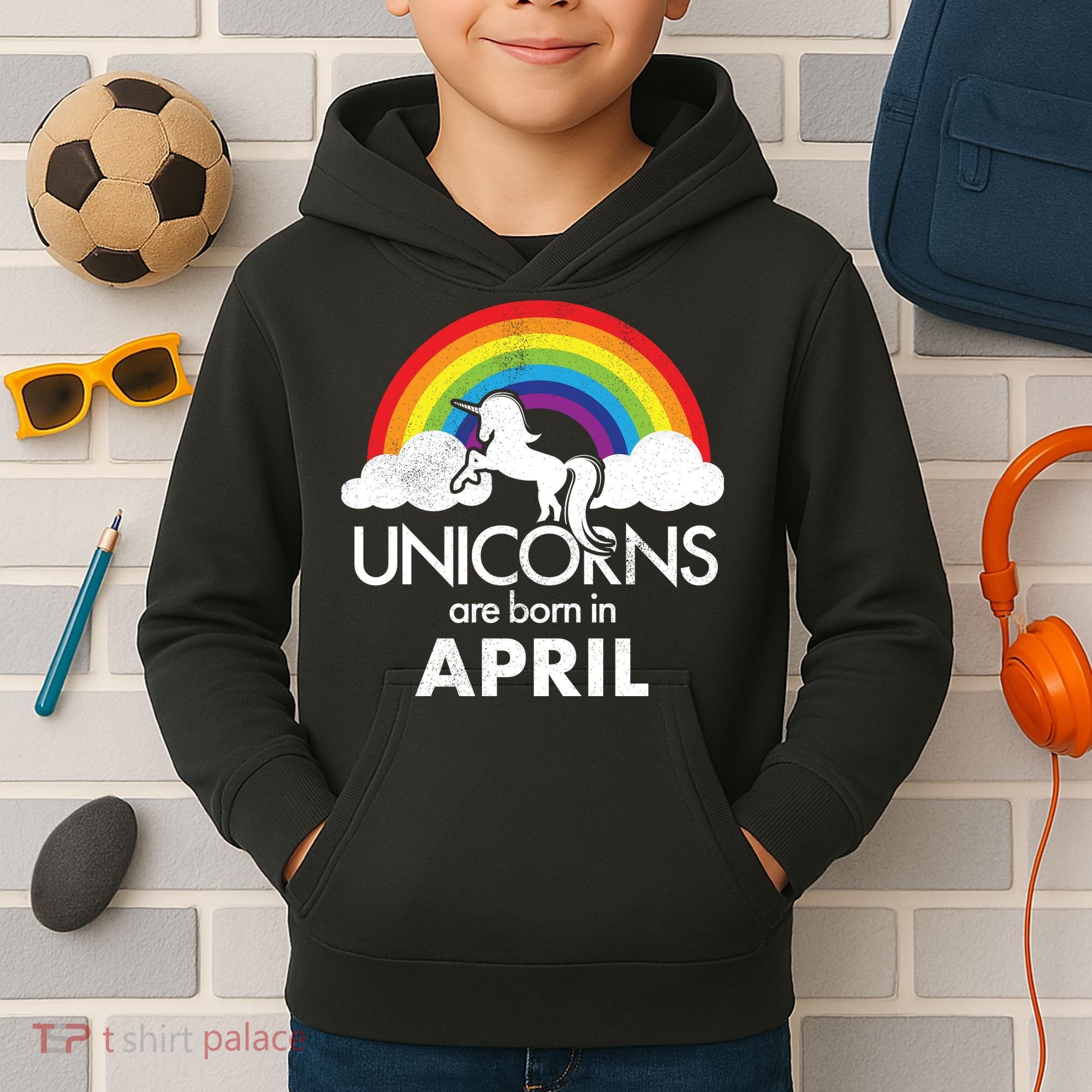Unicorns Are Born in April Kids Hoodie