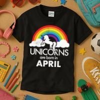 Unicorns Are Born in April Kids T-Shirt thumb 3