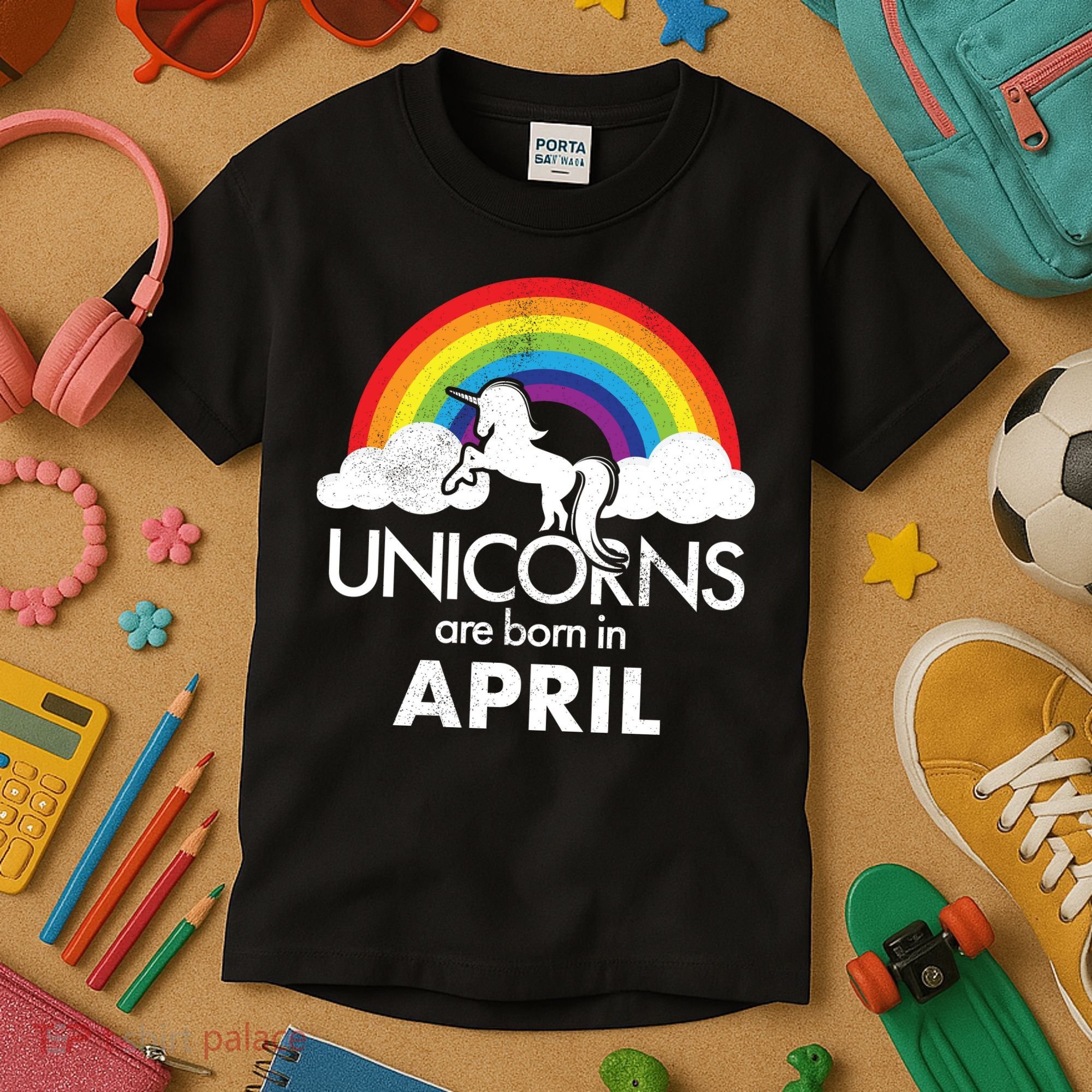 Unicorns Are Born in April Kids T-Shirt