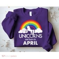 Unicorns Are Born In April Sweatshirt thumb 2
